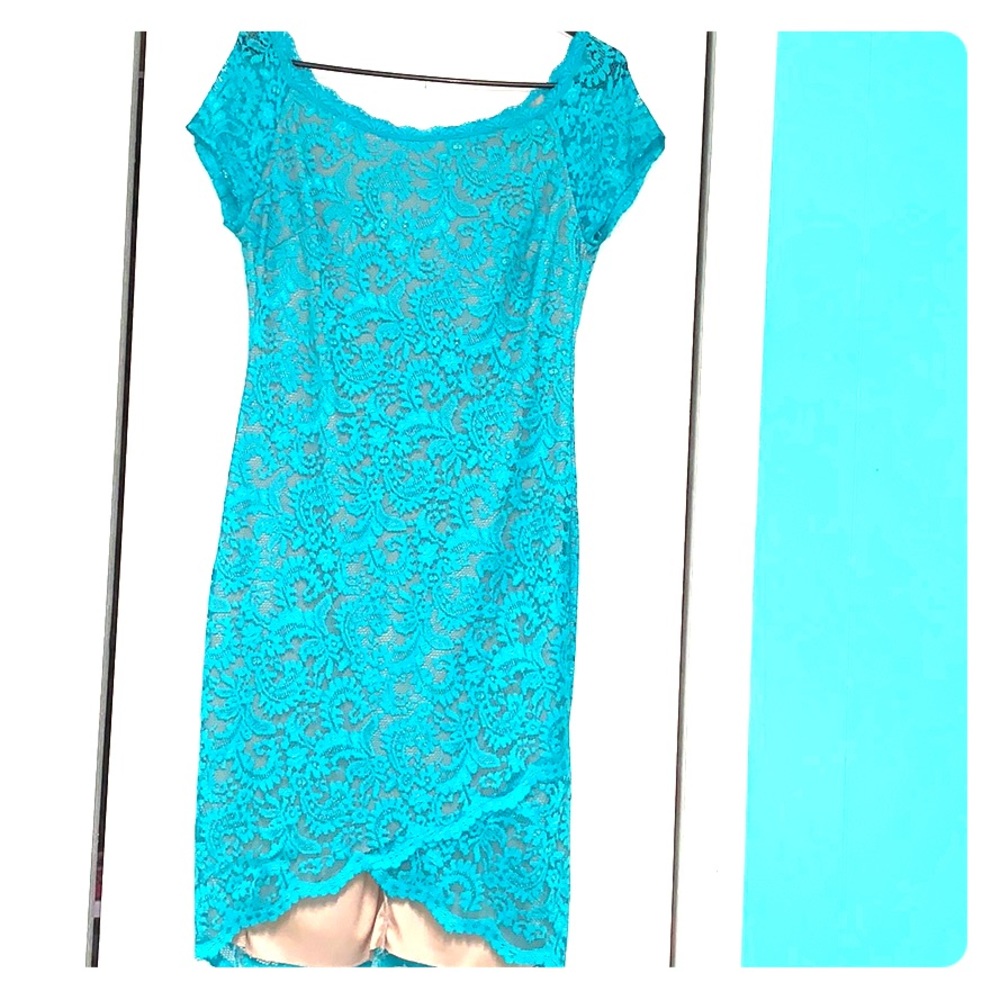 Teal lace dress